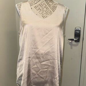 Champagne Satin V-Neck Sleeveless Blouse | Women’s Large | NWNT